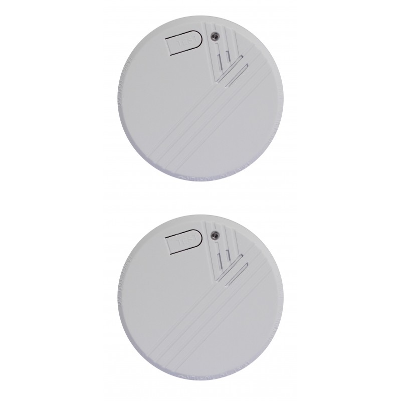 Pack 2 detectores de fumo óptico com bateria alcalina de 9V - 1 ano