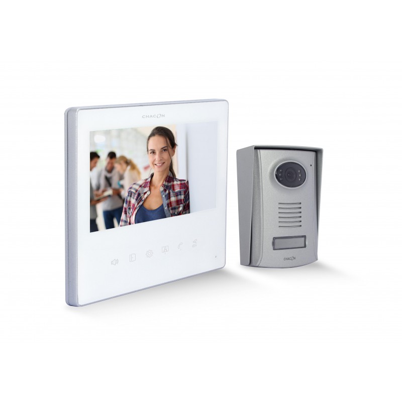 Videoporteiro 7'' ultra-fino branco de 2 fios