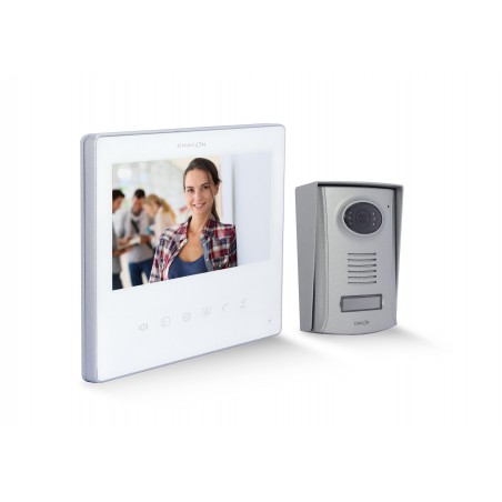Videoporteiro 7'' ultra-fino branco de 2 fios
