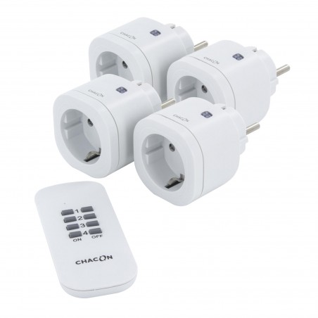 Pack 4 mini tomadas on / off (3000W - SCH) + controle remoto