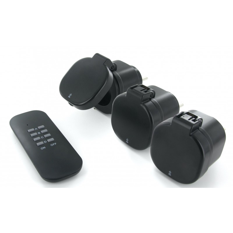Pack de 3 mini tomadas externos On / Off (3000W - SCH) + controle remoto
