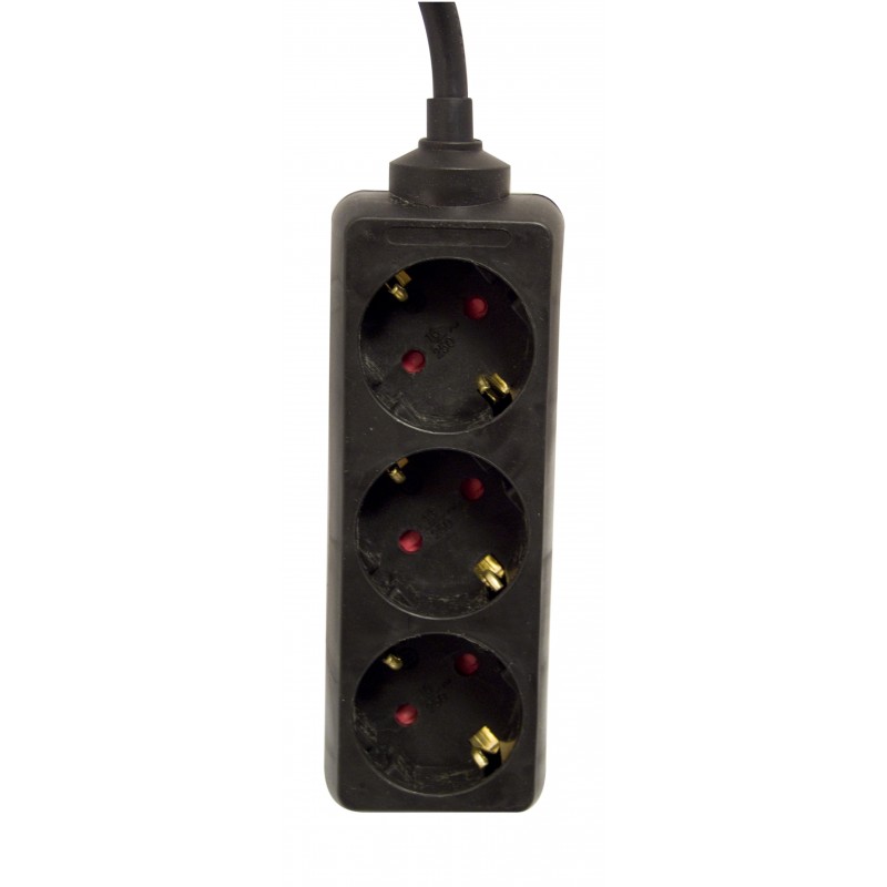 Bloco 3 x 16 A - 3 m - Preto (SCH)