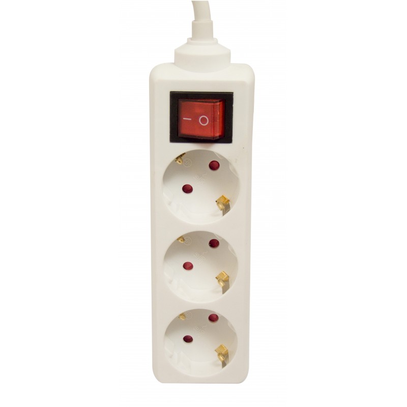 Bloco de 3 x 16 A com interruptor. 1,5m 3 x 1,0mm2 - branco (SCH)