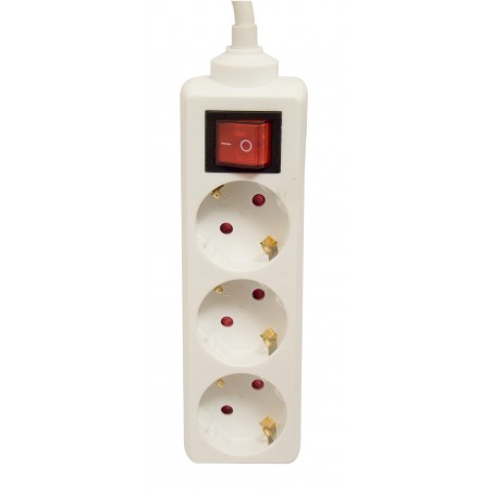 Bloco de 3 x 16 A com interruptor. 1,5m 3 x 1,0mm2 - branco (SCH)