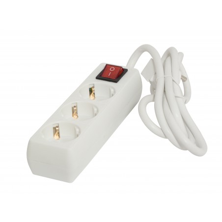 Bloco 3 x 16 A com interruptor - 1,5 m - branco (SCH)