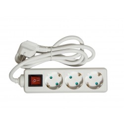 Bloco 3 x 16 A com interruptor - 1,5 m - branco (SCH)