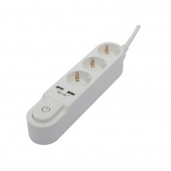Bloco de design com interior. 3 x 16A + 2 x USB - 3 m - branco (S