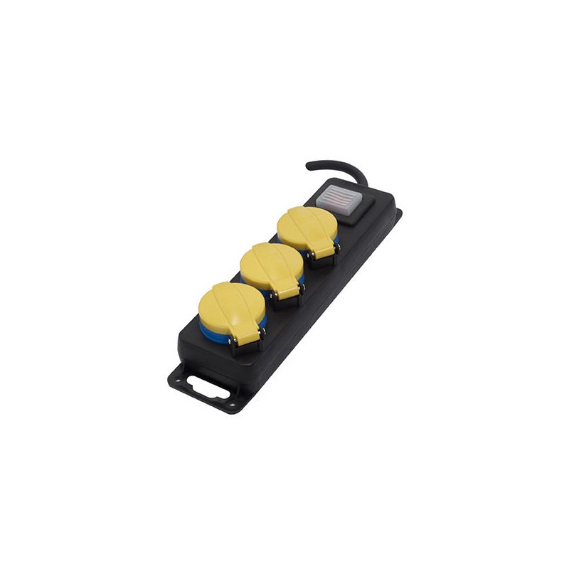 Bloco estanque com interruptor 3 x 16 A - 3 m - Preto-amarelo (