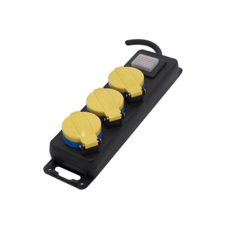Bloco estanque com interruptor 3 x 16 A - 3 m - Preto-amarelo (