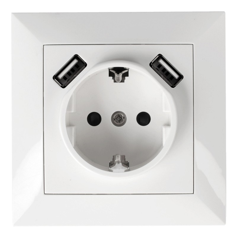 Tomada embutida + 2USB SCH16A + 2USB 2,4A máx.