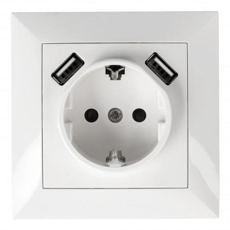 Tomada embutida + 2USB SCH16A + 2USB 2,4A máx.